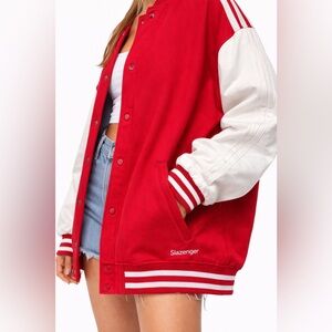 Slazenger Red and White Varsity Jacket Size M